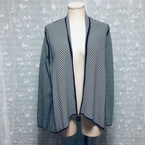 Draped Front Open Cardigan Striped
